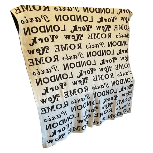 BARNES & NOBLE Chocolate & Cream International City Retro Font Cotton Blanket - Picture 6 of 11